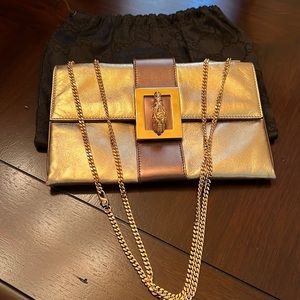 Vintage EUC Gold Metallic Gucci Convertible Crossbody bag